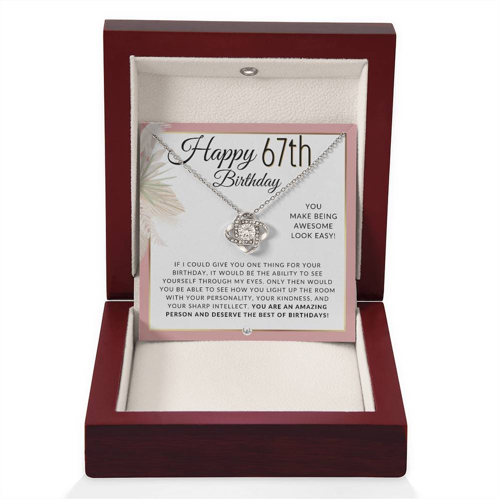 67th Birthday Gift For Her - Beautiful Women's Pendant Necklace + Heartfelt Birthday Message For Her - Liliana and Liam