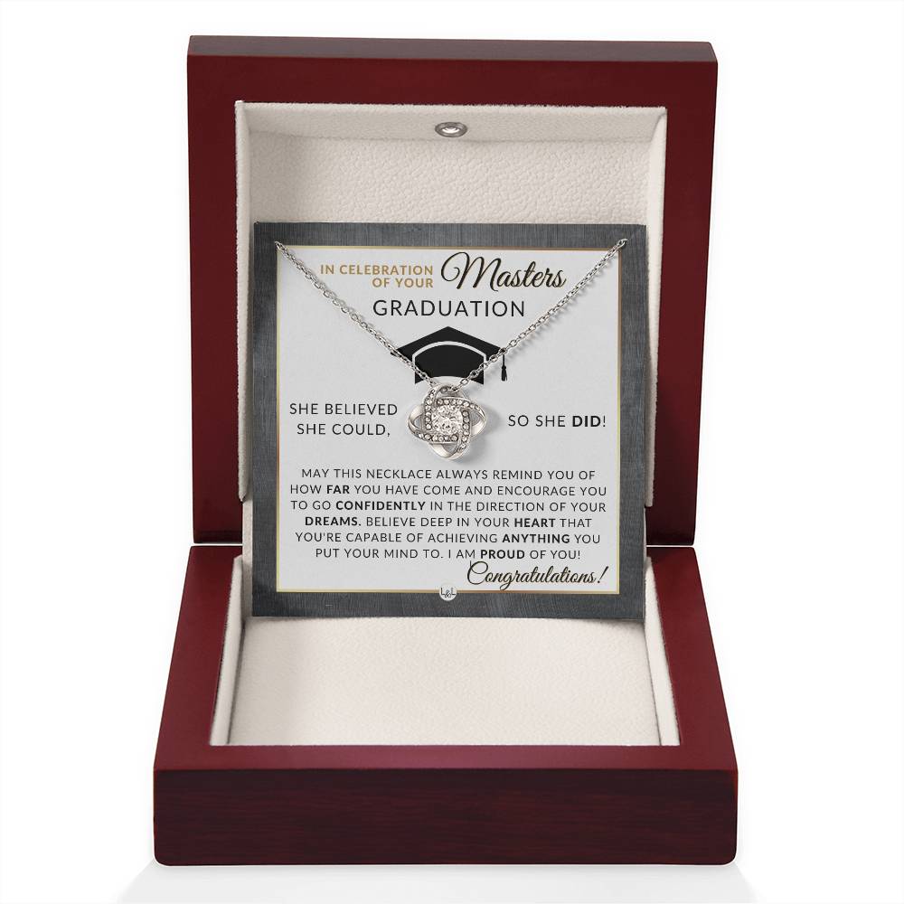 Master's Graduation Gift For Her - Women's Graduation Pendant Necklace + Heartfelt Graduation Message - Graduation Gift Idea For Her Master's Degree