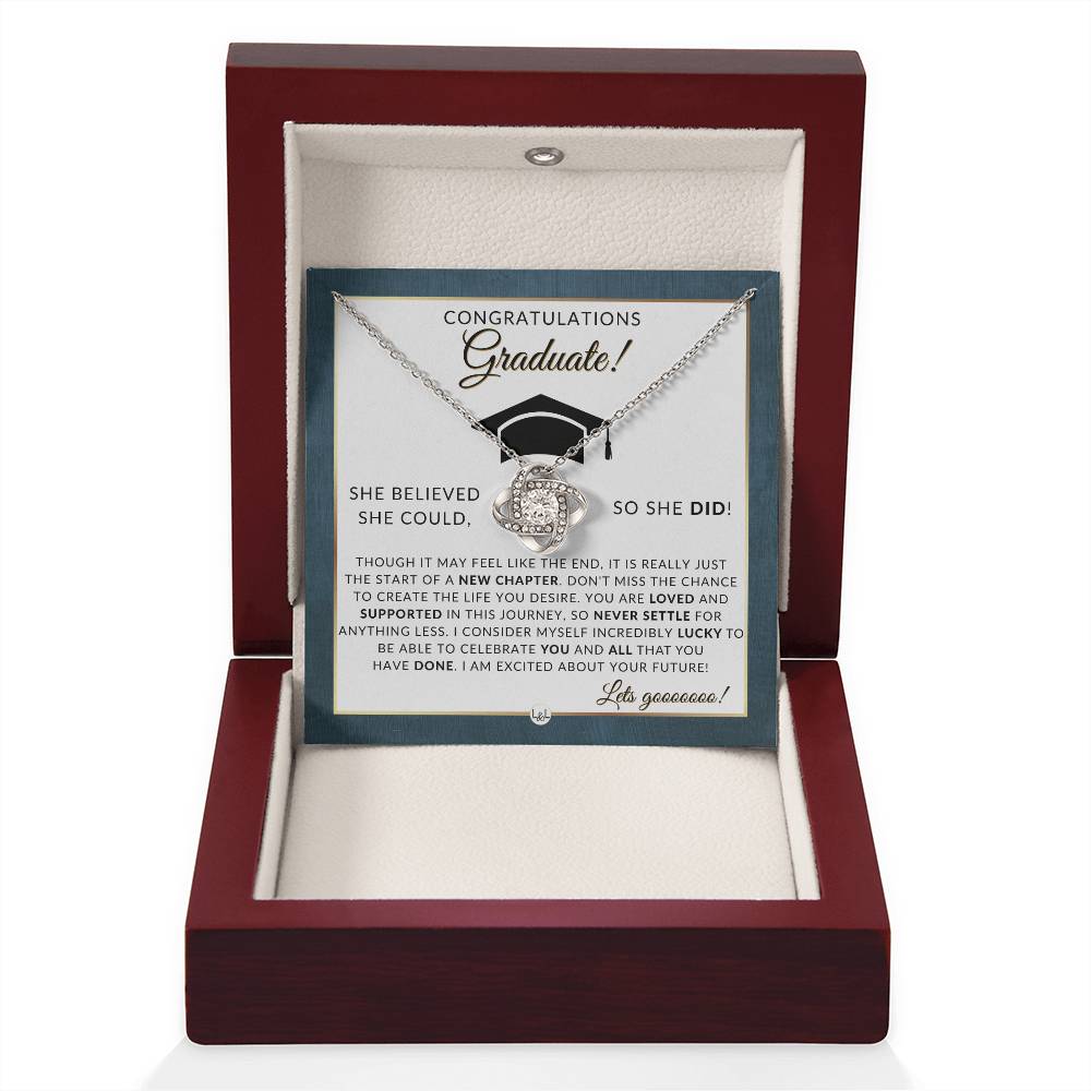 2024 Graduation Party Gift For Her - Beautiful Necklace + Heartfelt Graduation Message - 2024 Graduation Gift Idea For Her - Liliana and Liam