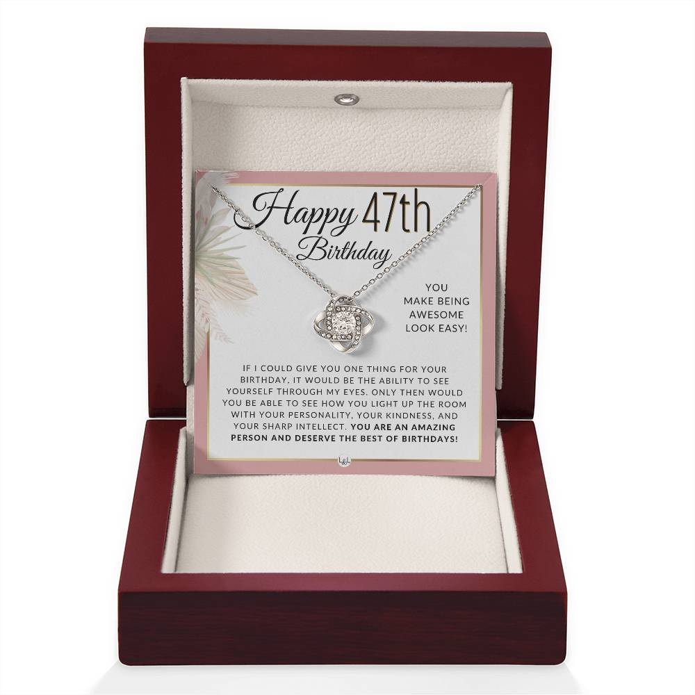 47th Birthday Gift For Her - Necklace For 47 Year Old Birthday - Beautiful Women's Pendant + Sentimental Birthday Message - Liliana and Liam