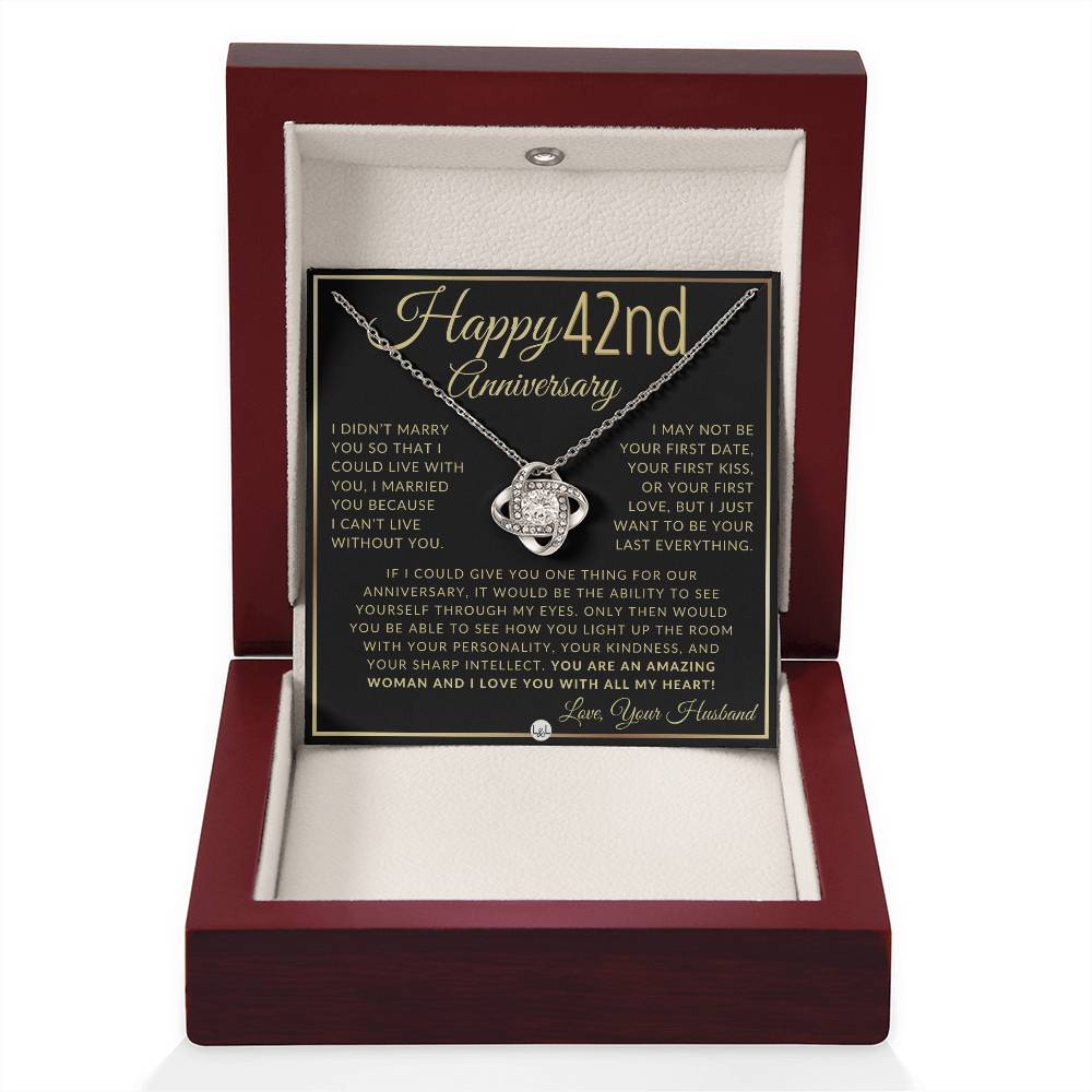 42nd Anniversary Gift For Wife - Beautiful Women's Pendant Necklace + Heartfelt Anniversary Message - Liliana and Liam