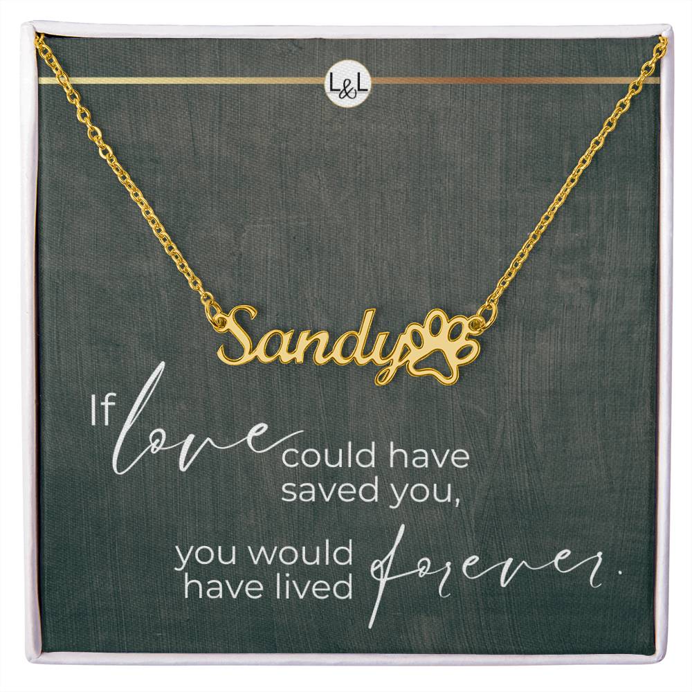 Dog Loss Gift - You Would Have Lived Forever - Name Necklace + Paw Print - Custom Dog Remembrance, Bereavement & Sympathy Gift - Liliana and Liam