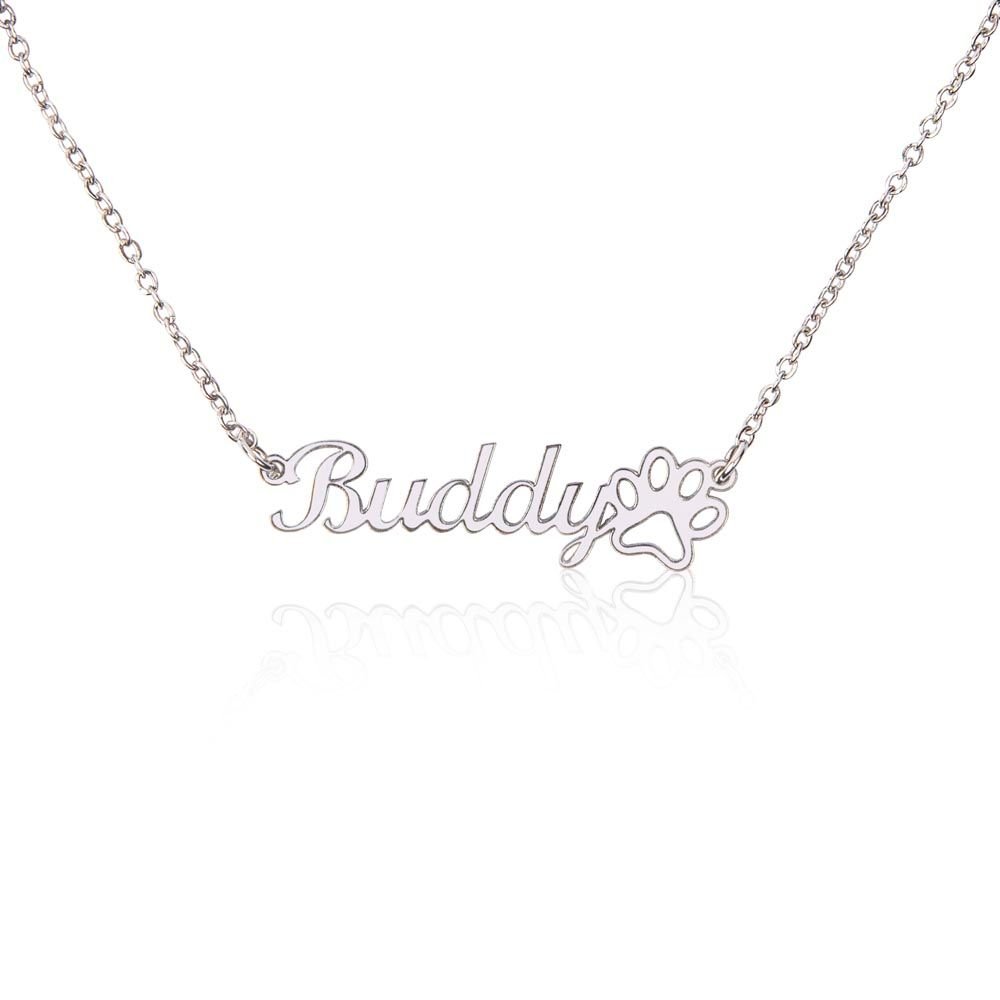 Name + Paw Print - Custom Name Necklace