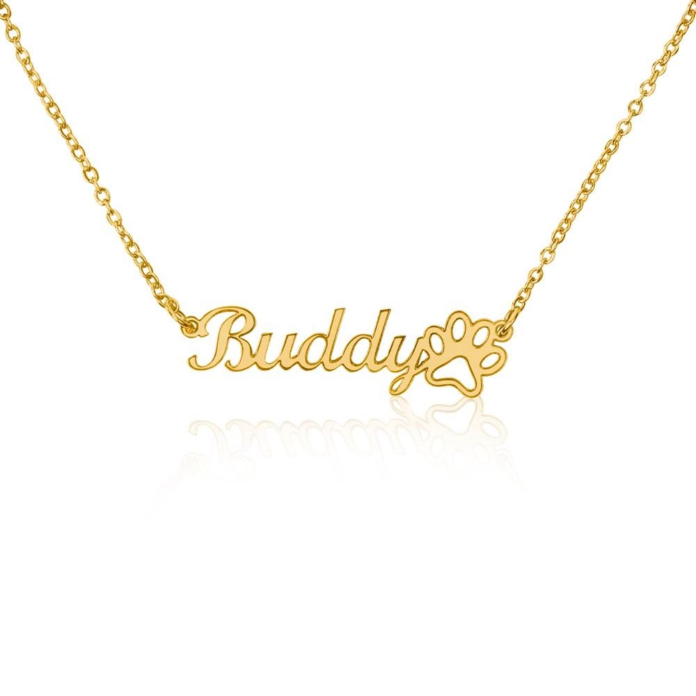Name + Paw Print - Custom Name Necklace