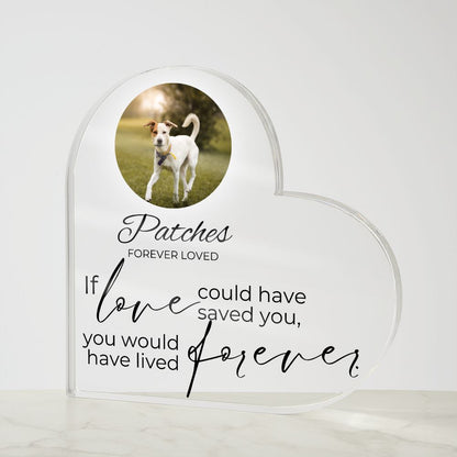 Dog Keepsake - If Love Could Have Saved You - Heart Shaped Photo Dog Memorial - Custom Dog Remembrance, Bereavement & Sympathy Gifts