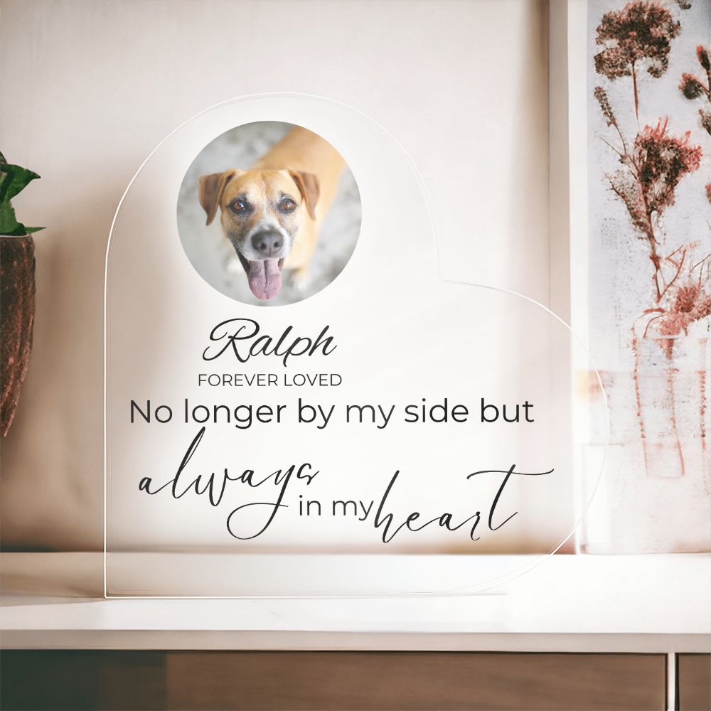 Dog Keepsake - Always In My Heart - Heart Shaped Photo Dog Memorial - Custom Dog Remembrance, Bereavement & Sympathy Gifts