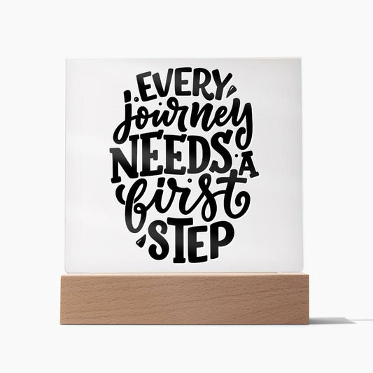 First Steps - Motivational Acrylic with LED Nigh Light - Inspirational New Home Decor - Encouragement, Birthday or Christmas Gift
