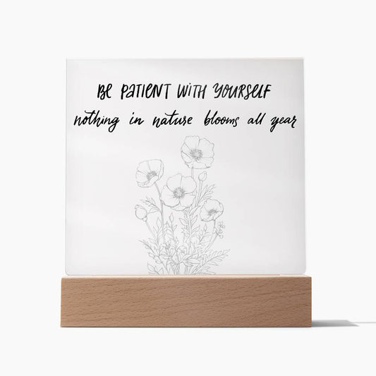 Be Patient - Motivational Acrylic with LED Nigh Light - Inspirational New Home Decor - Encouragement, Birthday or Christmas Gift