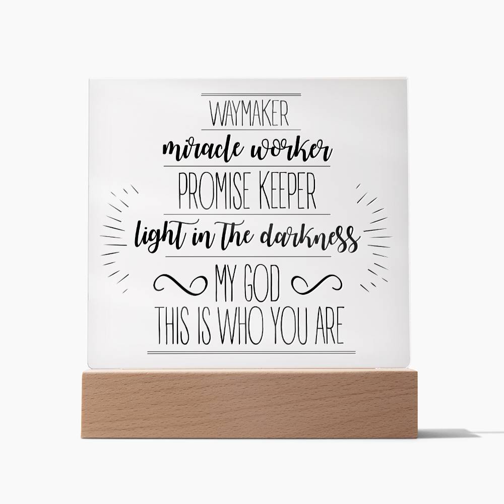 Way Maker, Promise Keeper - Inspirational Acrylic Plaque with LED Nightlight Upgrade - Christian Home Decor