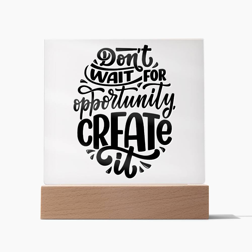 Create Opportunity - Motivational Acrylic with LED Nigh Light - Inspirational New Home Decor - Encouragement, Birthday or Christmas Gift