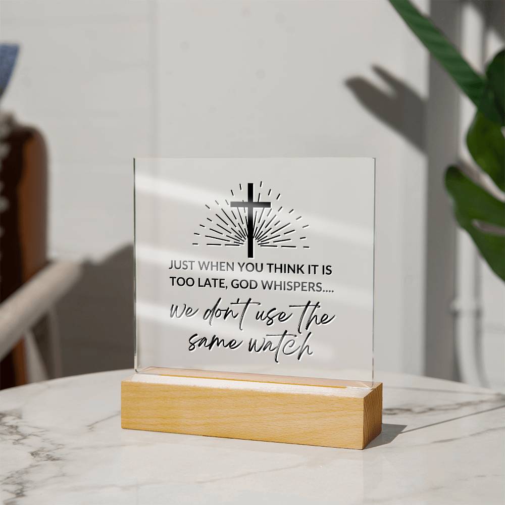 God's Timing - Inspirational Acrylic Plaque with LED Nightlight Upgrade - Christian Home Decor