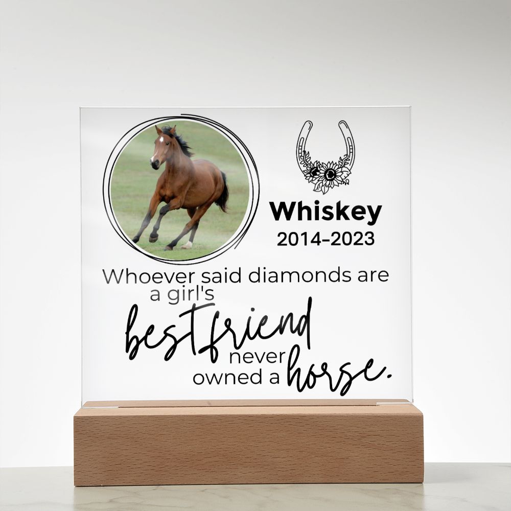 Horse Keepsake - A Girls Best Friend - Square Acrylic Horse Memorial Plaque - Custom Horse or Equestrian Remembrance, Bereavement & Sympathy Gifts