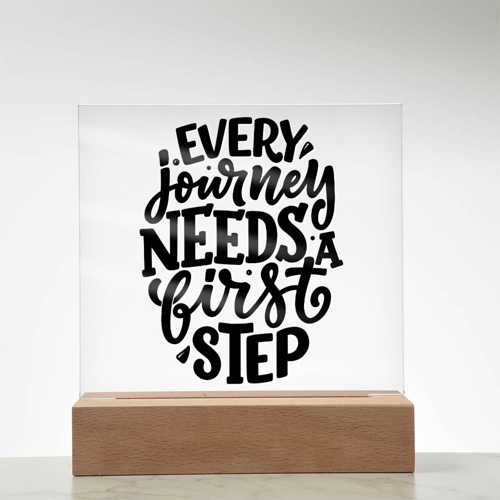 First Steps - Motivational Acrylic with LED Nigh Light - Inspirational New Home Decor - Encouragement, Birthday or Christmas Gift