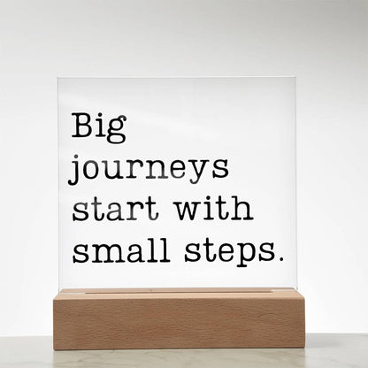 Start With Small Steps - Motivational Acrylic with LED Nigh Light - Inspirational New Home Decor - Encouragement, Birthday or Christmas Gift