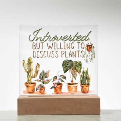 Introvertd - Funny Plant Acrylic with LED Nigh Light - Indoor Home Garden Decor - Birthday or Christmas Gift For Horticulturists, Gardner, or Plant Lover
