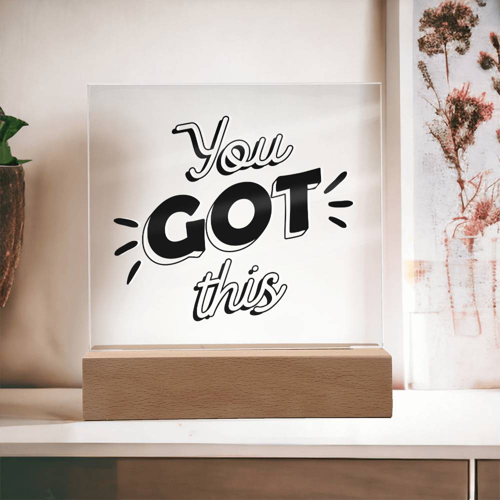 You Got This - Motivational Acrylic with LED Nigh Light - Inspirational New Home Decor - Encouragement, Birthday or Christmas Gift