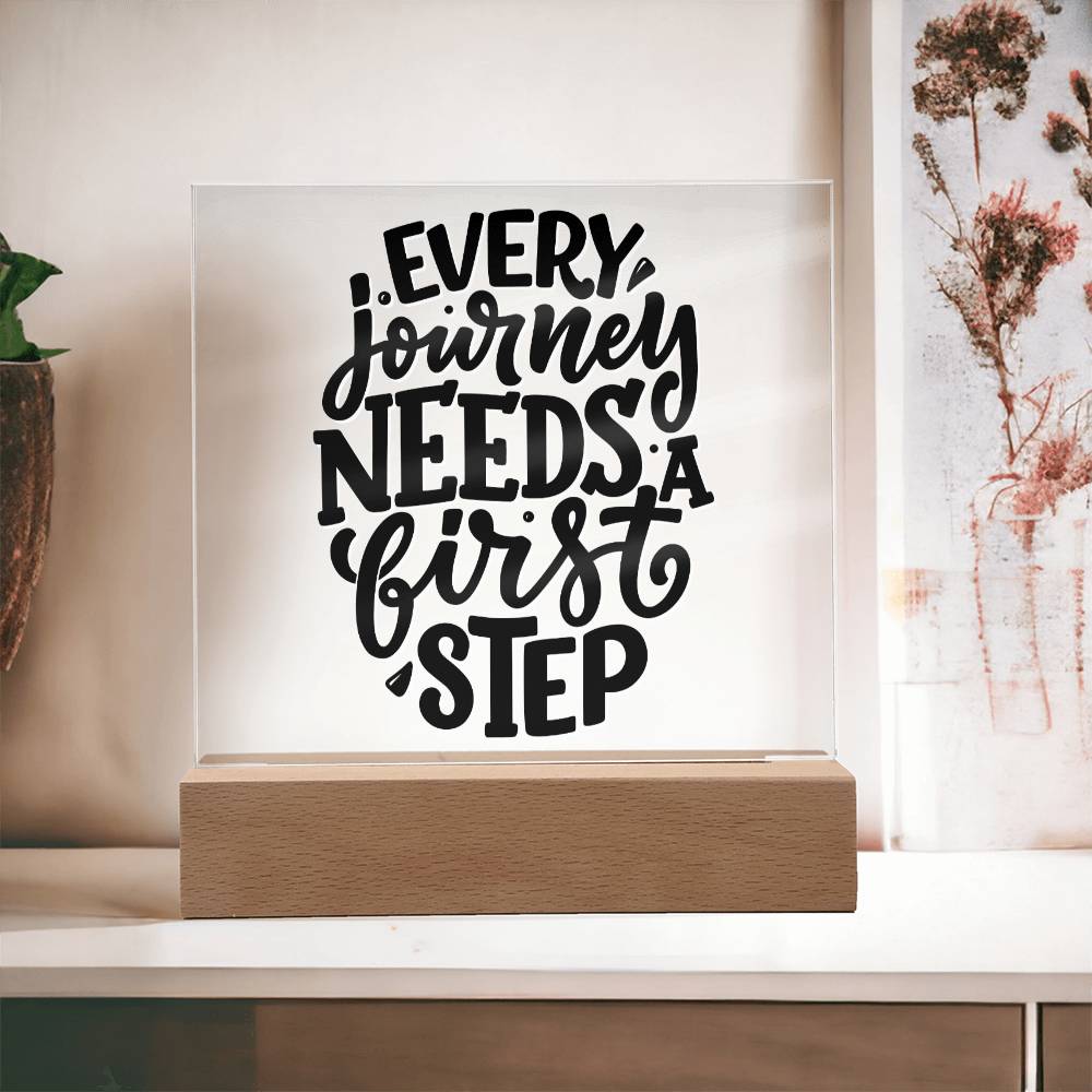 First Steps - Motivational Acrylic with LED Nigh Light - Inspirational New Home Decor - Encouragement, Birthday or Christmas Gift