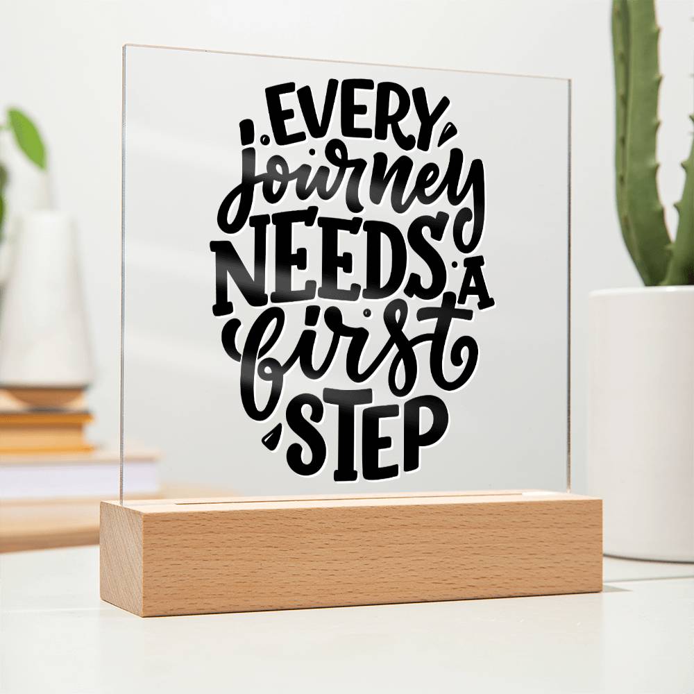 First Steps - Motivational Acrylic with LED Nigh Light - Inspirational New Home Decor - Encouragement, Birthday or Christmas Gift