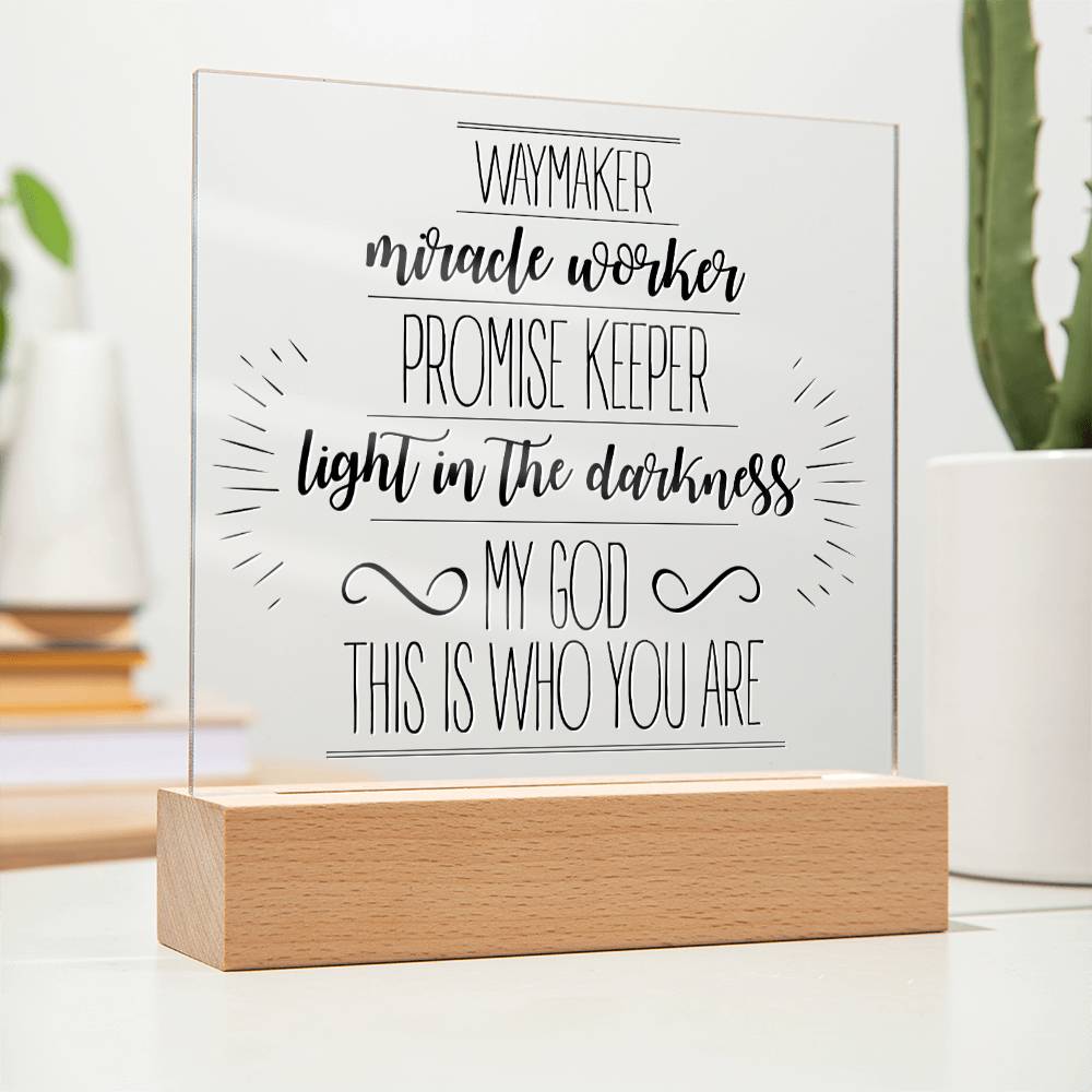 Way Maker, Promise Keeper - Inspirational Acrylic Plaque with LED Nightlight Upgrade - Christian Home Decor