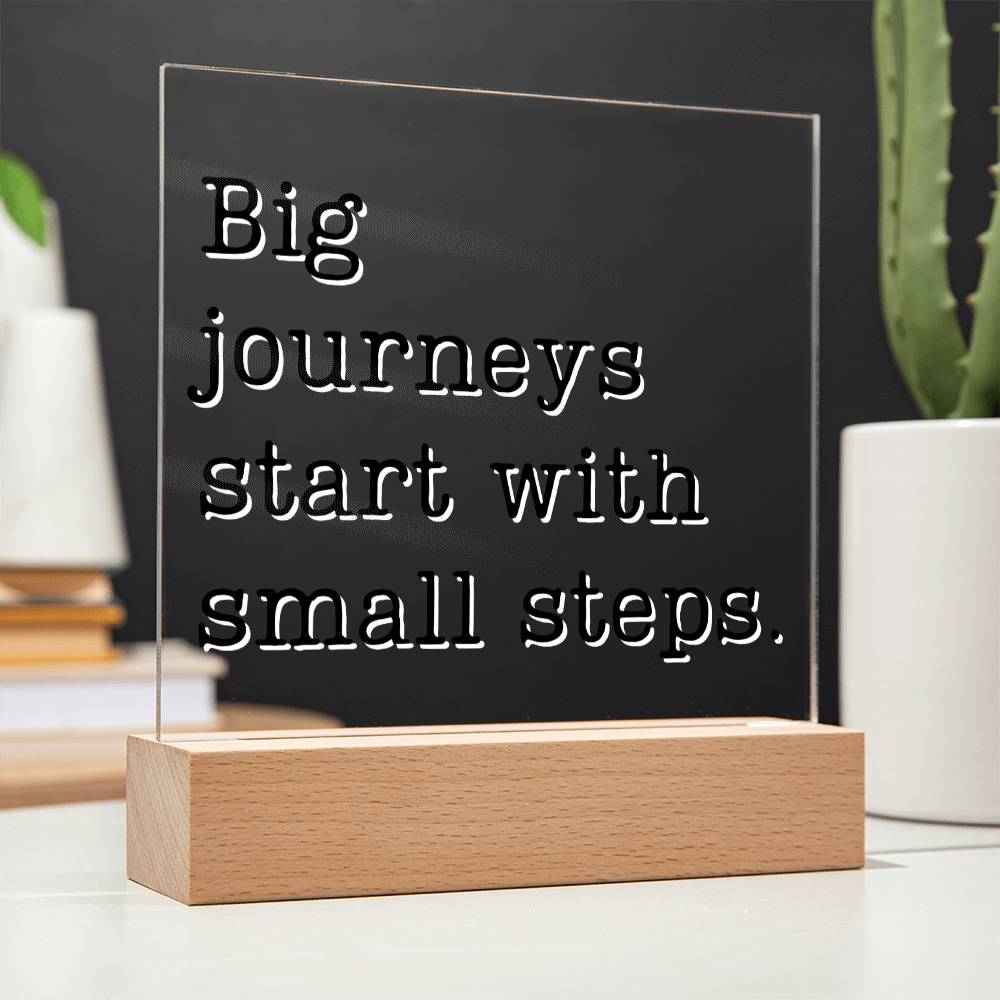 Start With Small Steps - Motivational Acrylic with LED Nigh Light - Inspirational New Home Decor - Encouragement, Birthday or Christmas Gift