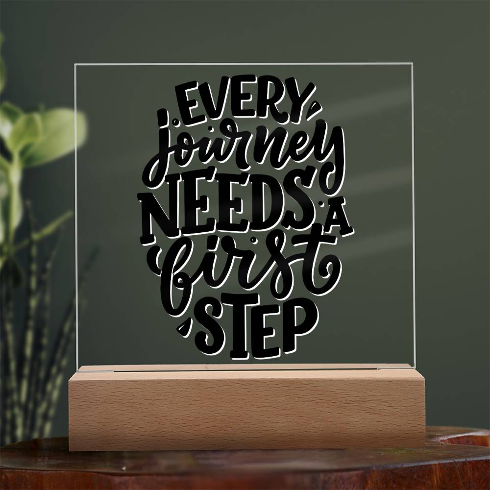 First Steps - Motivational Acrylic with LED Nigh Light - Inspirational New Home Decor - Encouragement, Birthday or Christmas Gift