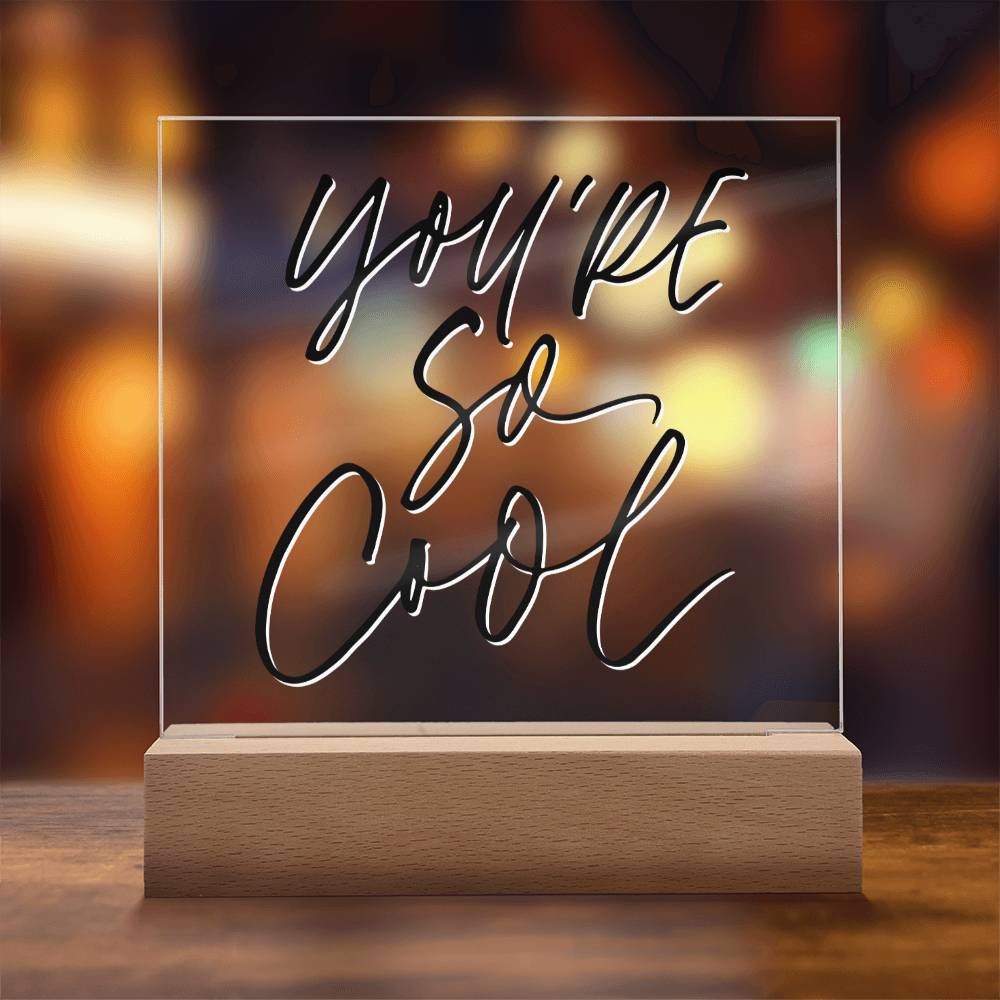 You're So Cool - Motivational Acrylic with LED Nigh Light - Inspirational New Home Decor - Encouragement, Birthday or Christmas Gift