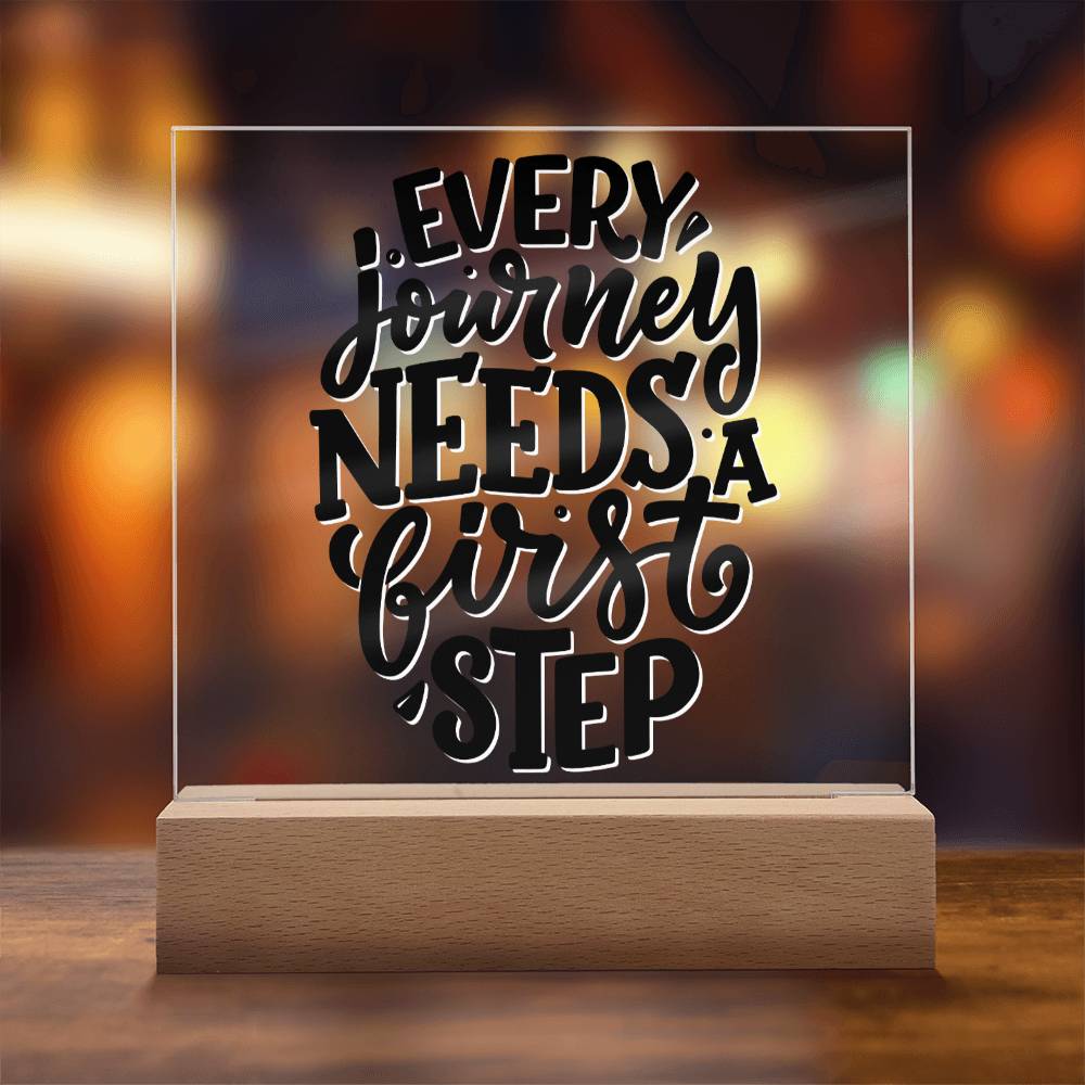 First Steps - Motivational Acrylic with LED Nigh Light - Inspirational New Home Decor - Encouragement, Birthday or Christmas Gift