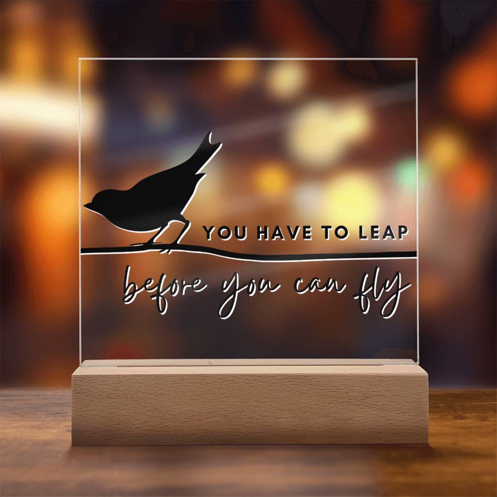 You Have To Leap - Motivational Acrylic with LED Nigh Light - Inspirational New Home Decor - Encouragement, Birthday or Christmas Gift