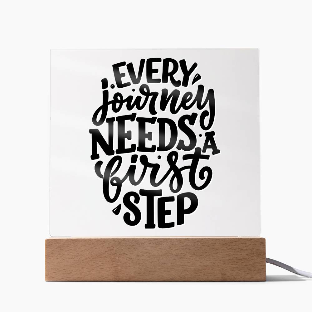 First Steps - Motivational Acrylic with LED Nigh Light - Inspirational New Home Decor - Encouragement, Birthday or Christmas Gift