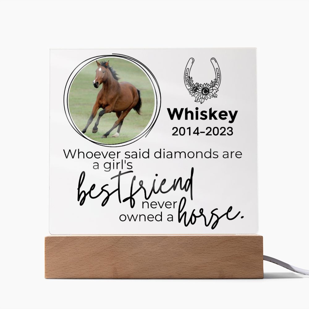 Horse Keepsake - A Girls Best Friend - Square Acrylic Horse Memorial Plaque - Custom Horse or Equestrian Remembrance, Bereavement & Sympathy Gifts