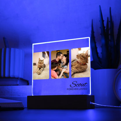 Cat Photo Keepsake - Three Portrait Photos - Square Acrylic Cat Memorial Plaque - Custom Cat Remembrance, Bereavement & Sympathy Gift