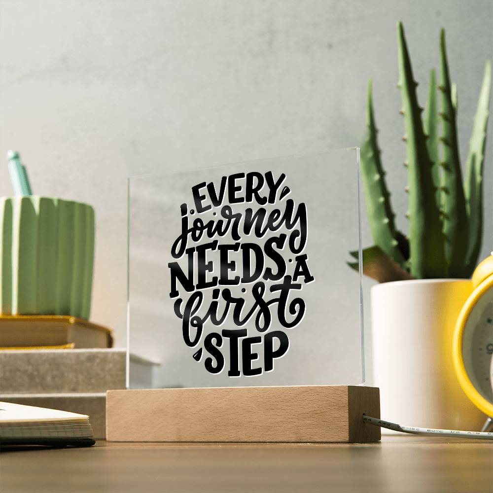 First Steps - Motivational Acrylic with LED Nigh Light - Inspirational New Home Decor - Encouragement, Birthday or Christmas Gift