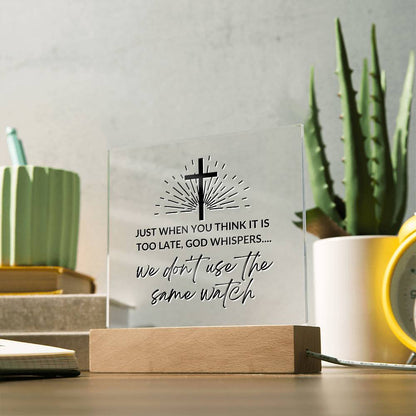 God's Timing - Inspirational Acrylic Plaque with LED Nightlight Upgrade - Christian Home Decor