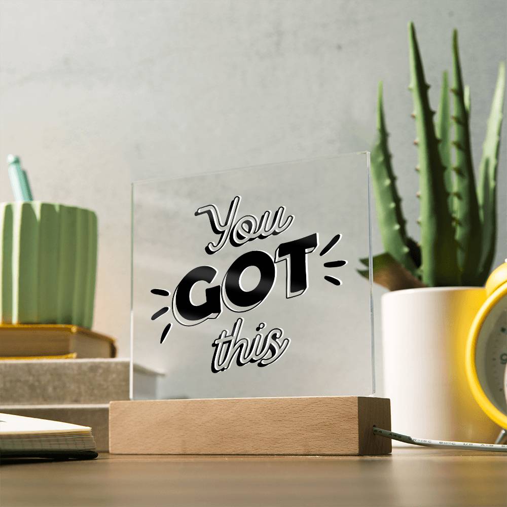 You Got This - Motivational Acrylic with LED Nigh Light - Inspirational New Home Decor - Encouragement, Birthday or Christmas Gift