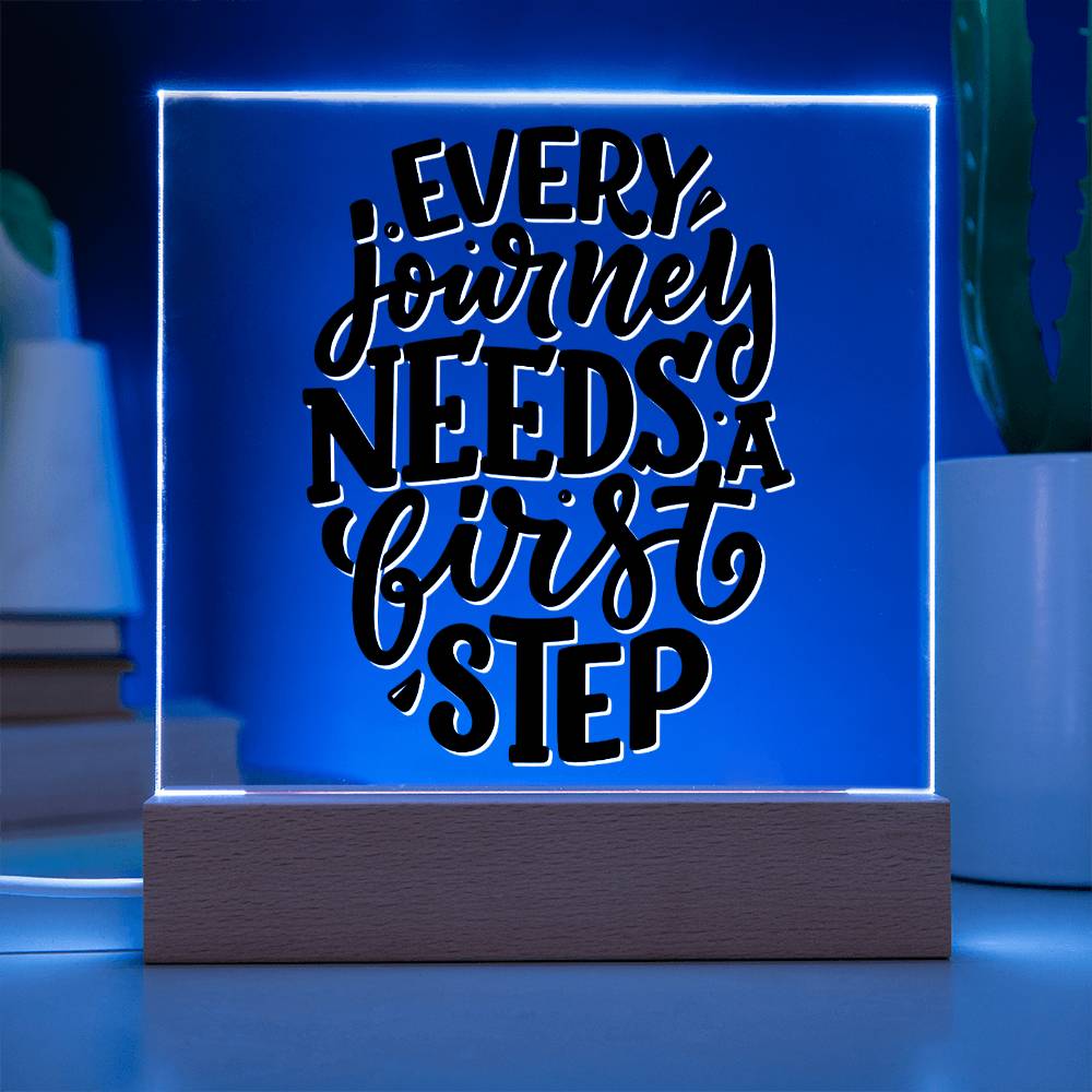 First Steps - Motivational Acrylic with LED Nigh Light - Inspirational New Home Decor - Encouragement, Birthday or Christmas Gift