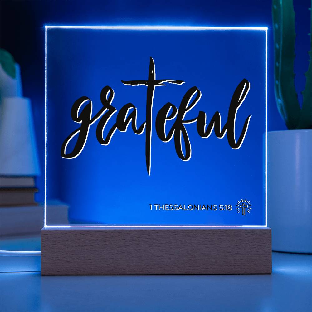 LED Bible Verse - In Every Thing Give Thanks - 1 Thessalonians 5:18 - Inspirational Acrylic Plaque with LED Nightlight Upgrade - Christian Home Decor