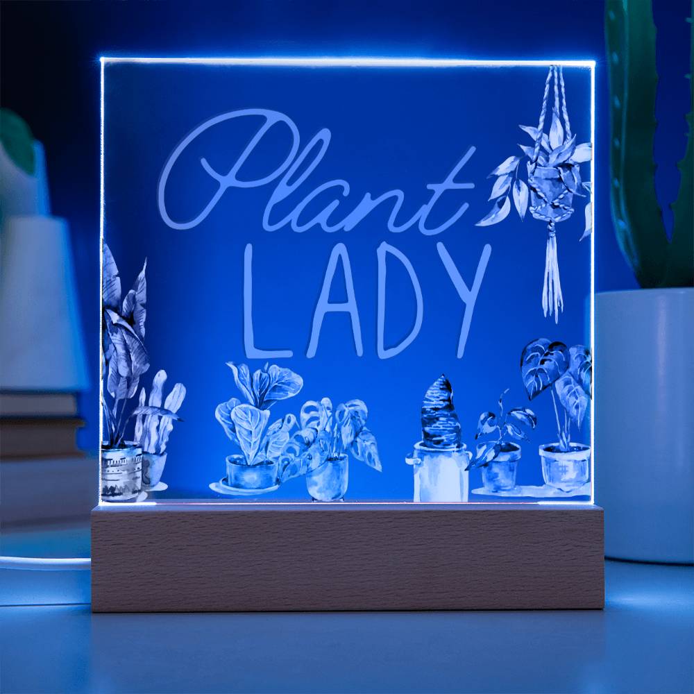 Plant Lady - Funny Plant Acrylic with LED Nigh Light - Indoor Home Garden Decor - Birthday or Christmas Gift For Horticulturists, Gardner, or Plant Lover