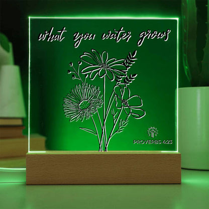 LED Bible Verse - Your Thoughts Matter - Proverbs 4:23 - Inspirational Acrylic Plaque with LED Nightlight Upgrade - Christian Home Decor
