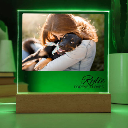 Dog Photo Keepsake - Single Landscape Photo - Square Acrylic Dog Memorial Plaque - Custom Dog Remembrance, Bereavement & Sympathy Gift