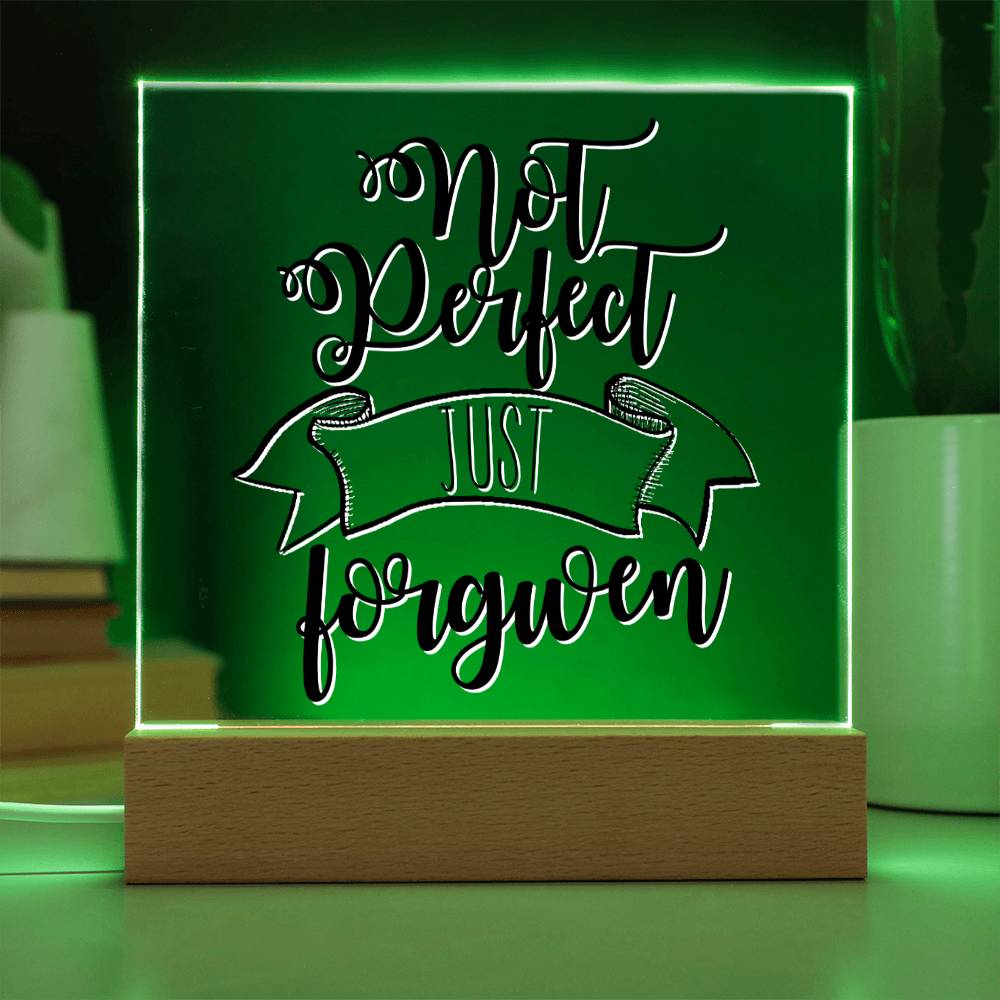 Not Perfect, Just Forgiven - Inspirational Acrylic Plaque with LED Nightlight Upgrade - Christian Home Decor