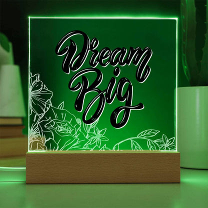 Dream Big - Motivational Acrylic with LED Nigh Light - Inspirational New Home Decor - Encouragement, Birthday or Christmas Gift