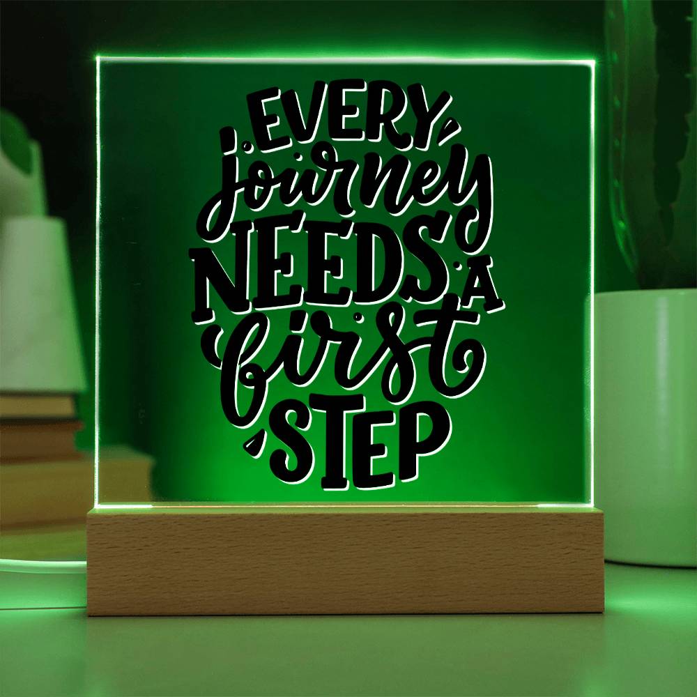 First Steps - Motivational Acrylic with LED Nigh Light - Inspirational New Home Decor - Encouragement, Birthday or Christmas Gift