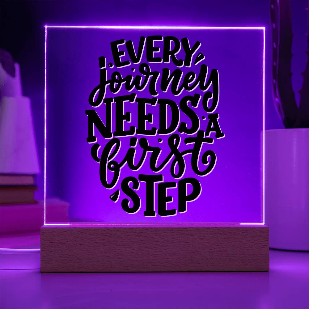 First Steps - Motivational Acrylic with LED Nigh Light - Inspirational New Home Decor - Encouragement, Birthday or Christmas Gift