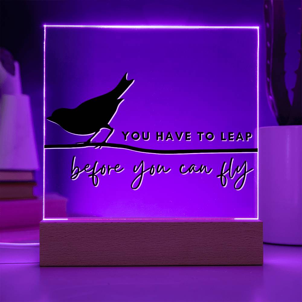 You Have To Leap - Motivational Acrylic with LED Nigh Light - Inspirational New Home Decor - Encouragement, Birthday or Christmas Gift