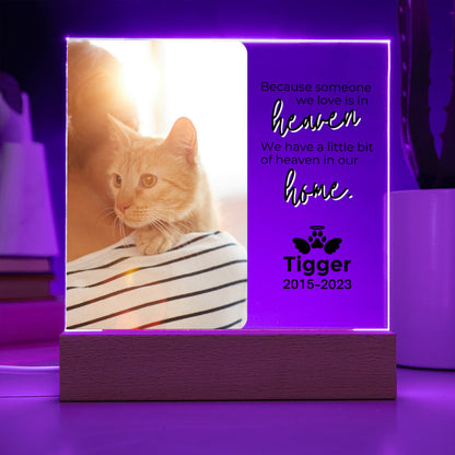 Cat Photo Keepsake - Heaven In Our Home - Square Acrylic Cat Memorial Plaque - Custom Cat Remembrance, Bereavement & Sympathy Gift