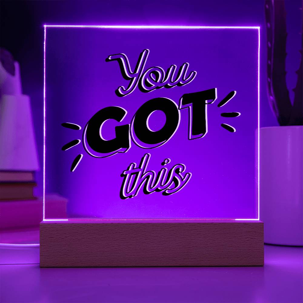 You Got This - Motivational Acrylic with LED Nigh Light - Inspirational New Home Decor - Encouragement, Birthday or Christmas Gift