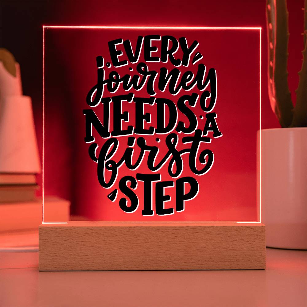 First Steps - Motivational Acrylic with LED Nigh Light - Inspirational New Home Decor - Encouragement, Birthday or Christmas Gift