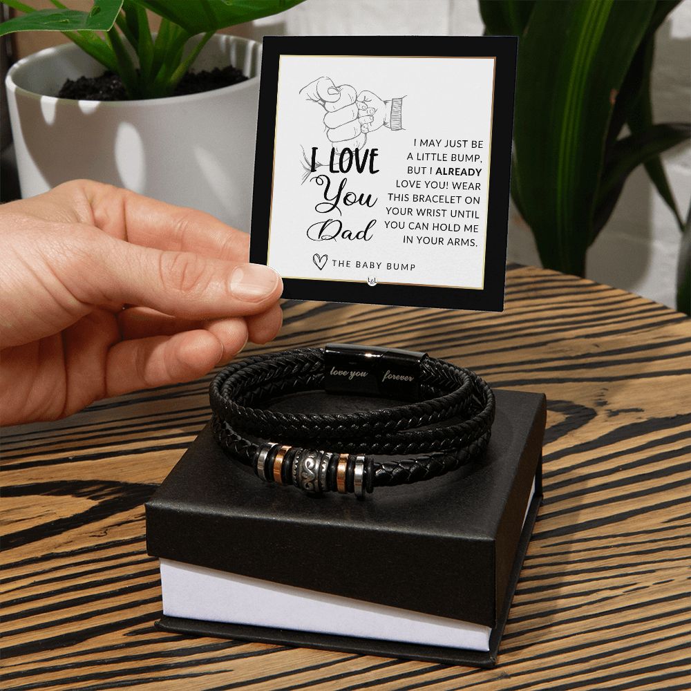 Soon-To-Be Dad Gift, From The Baby Bump - Men's Leather Bracelet For Dad - Great For Christmas, Father's Day or His Birthday
