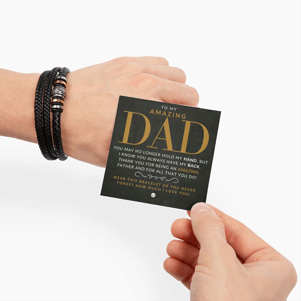 Gift For Dad - Men's Leather Bracelet For Dad - Great For Christmas, Father's Day or His Birthday