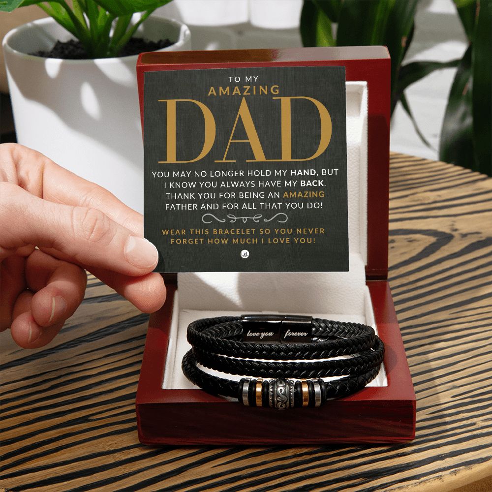 Gift For Dad - Men's Leather Bracelet For Dad - Great For Christmas, Father's Day or His Birthday